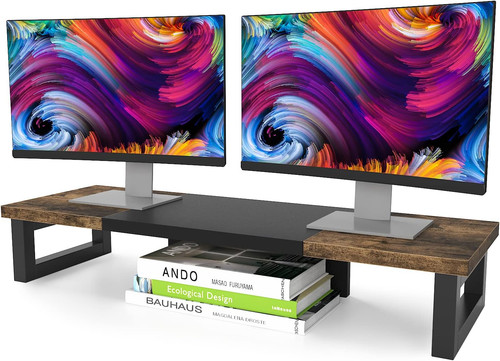 Dual monitor stand riser wood - dual,