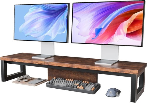 Dual monitor stand riser wood - dual,